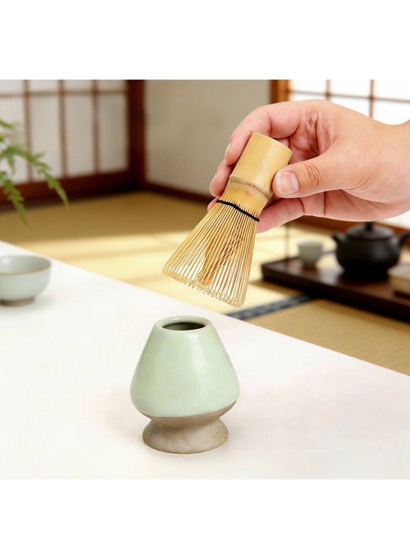 AceLuste 4-Piece Matcha Whisk Set, Matcha Making Tools, Handmade Bamboo Matcha Whisks Kit, Matcha Making Accessory, Including Bamboo Whisk, Stirring Scoop, Tea Spoon and Ceramic Whisk Holder, Matcha Kit Gifts for Tea Lovers & Beginners - Image 3